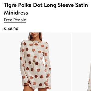 Free People Tigre Polka Dot Long Sleeve Satin Minidress